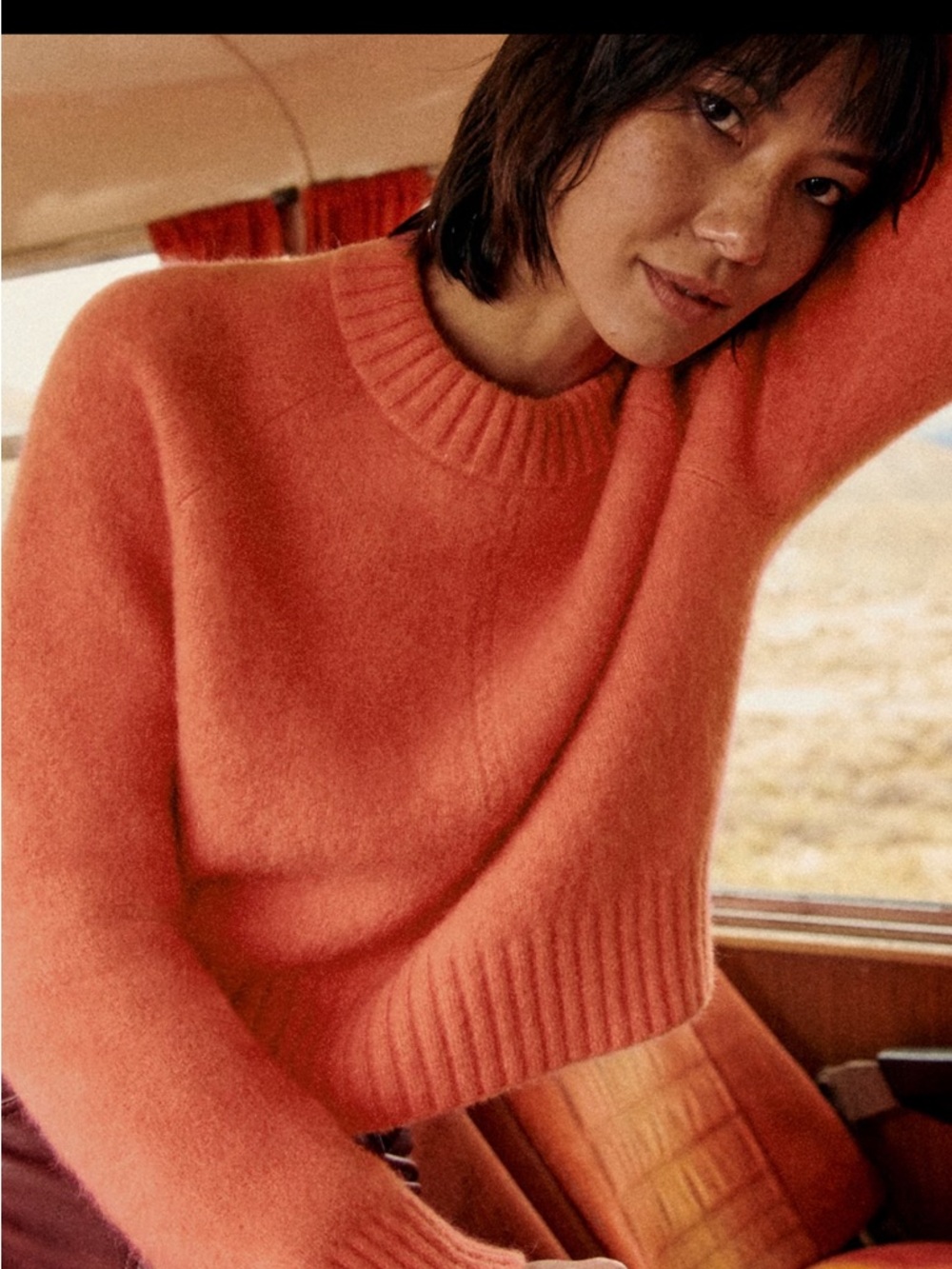 Cozy Crewneck Sweater in Coral Pink